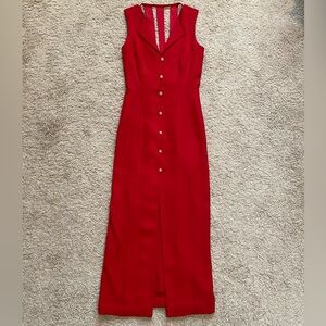 Vintage 80s-90s Reggio Button Front Red Dress